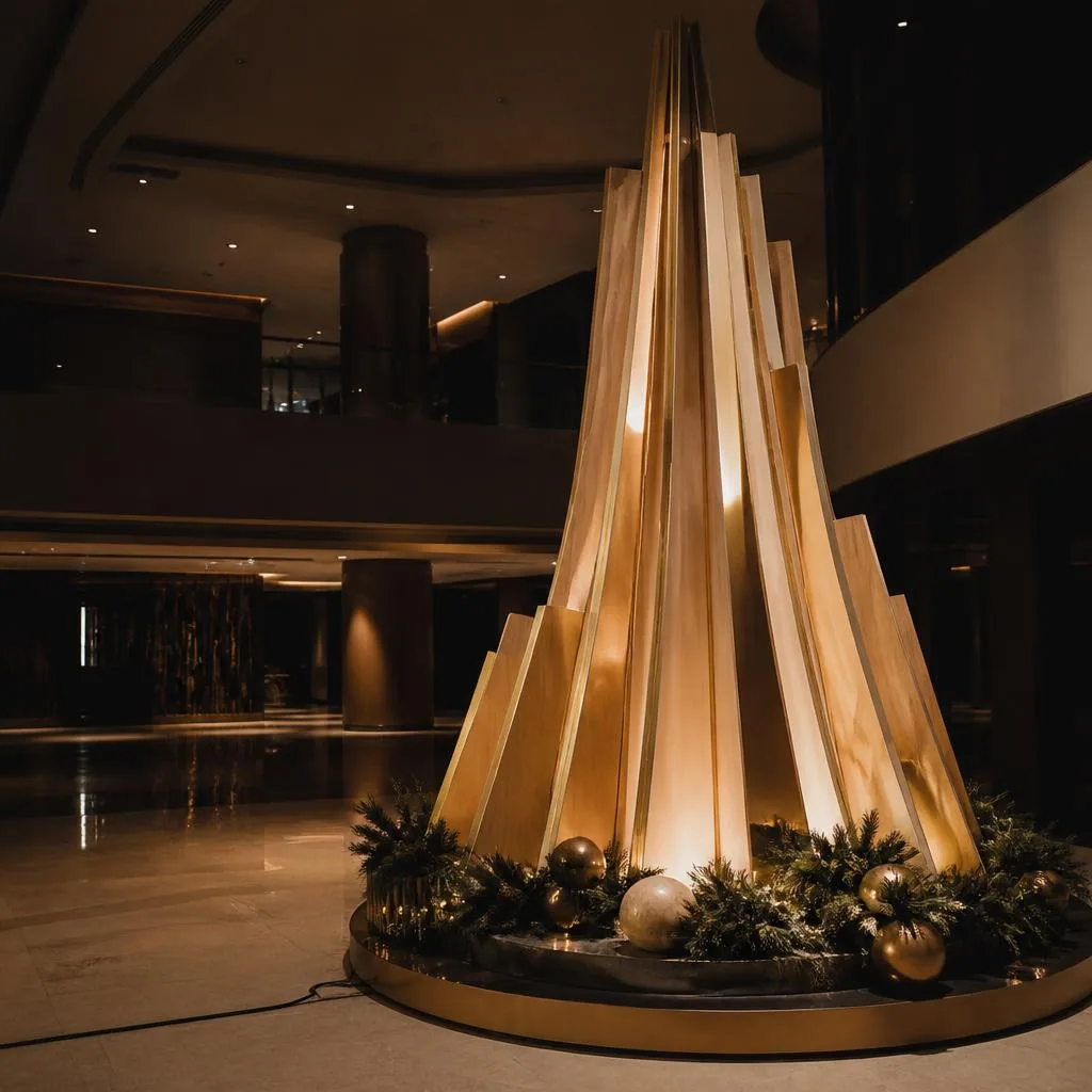 Dekorasi Natal tematik terpasang di lobby pusat perbelanjaan